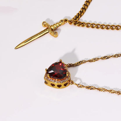 Collar Pareja Corazón con Espada – Regalo Perfecto para Enamorados