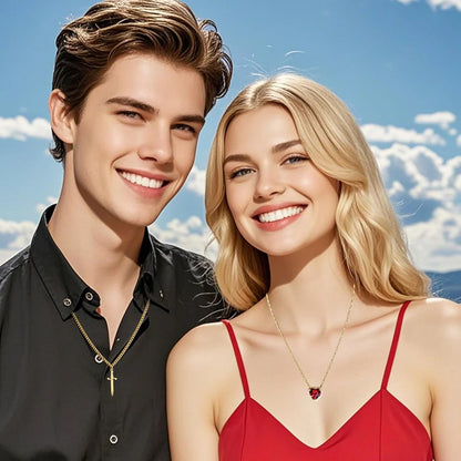 Collar Pareja Corazón con Espada – Regalo Perfecto para Enamorados