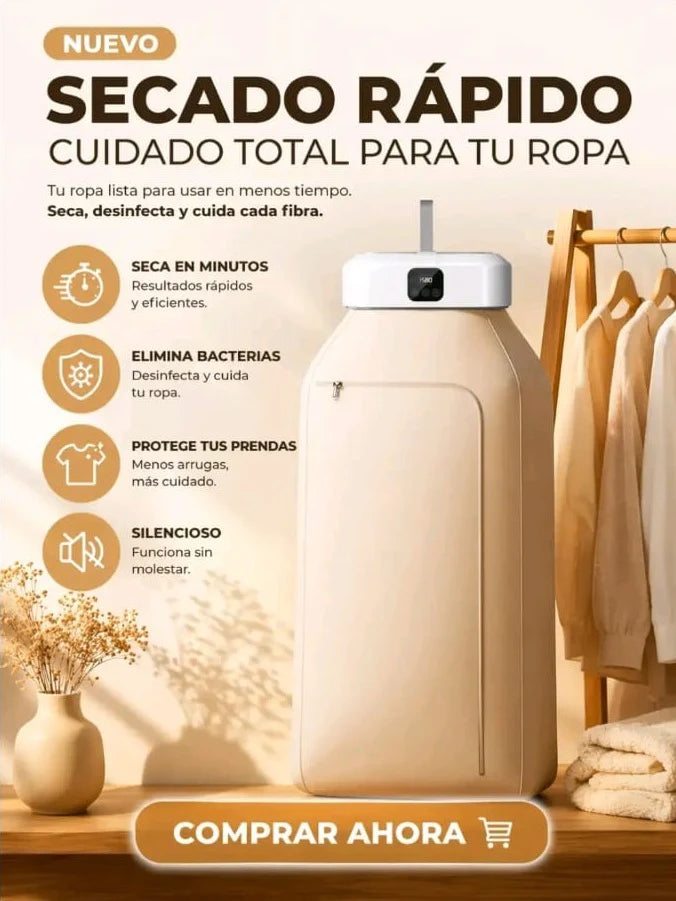 “La mini secadora portátil que seca y desinfecta tu ropa desde cualquier lugar”